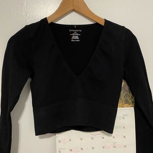 Dynamite v neck long sleeve crop top